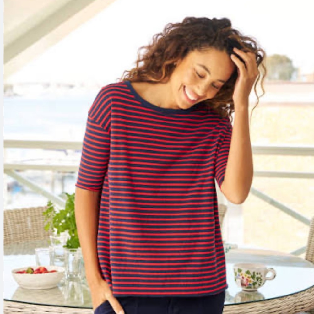 Frank and Eileen Josephine French Tee In Red And Navy French Stripe size large